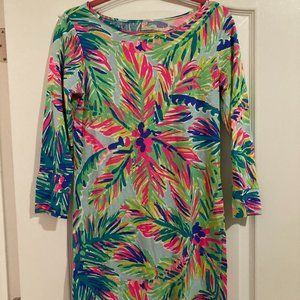 Lilly Pulitzer Blue Green Palm T-shirt Dress Size Small